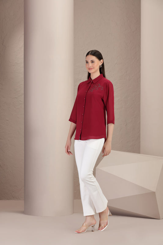 Crimson Bloom Shirt