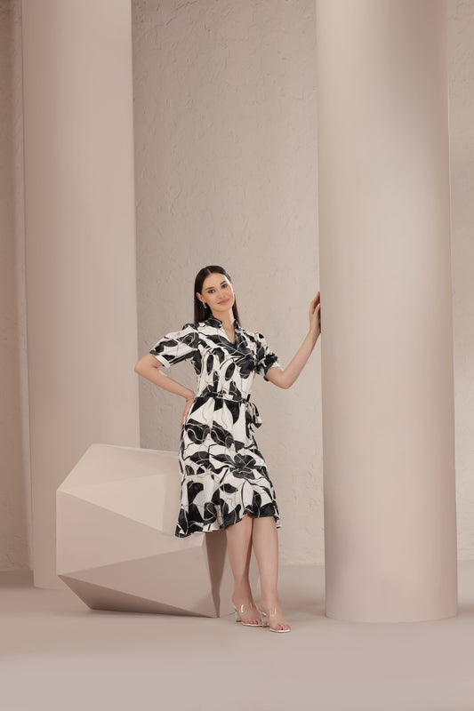 Noir Flora Midi Dress