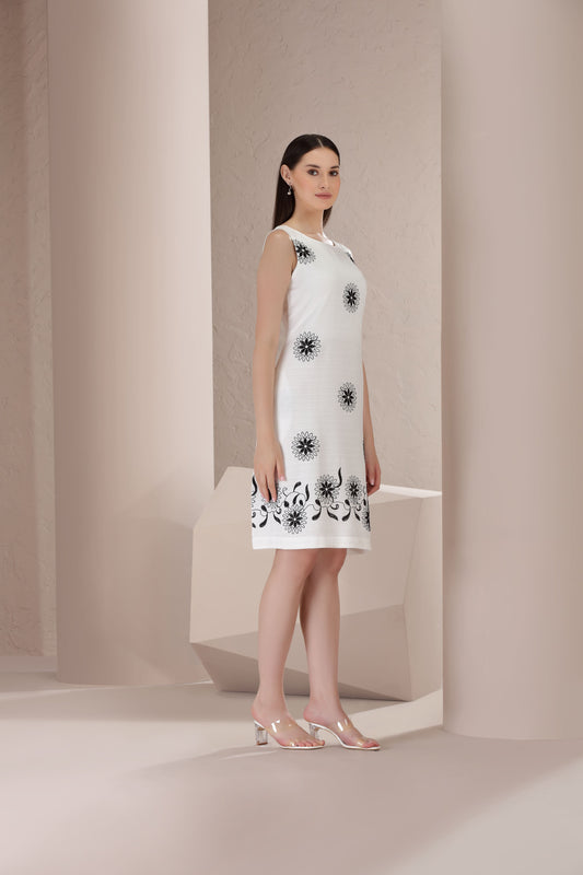 Monochrome Petal Midi Dress